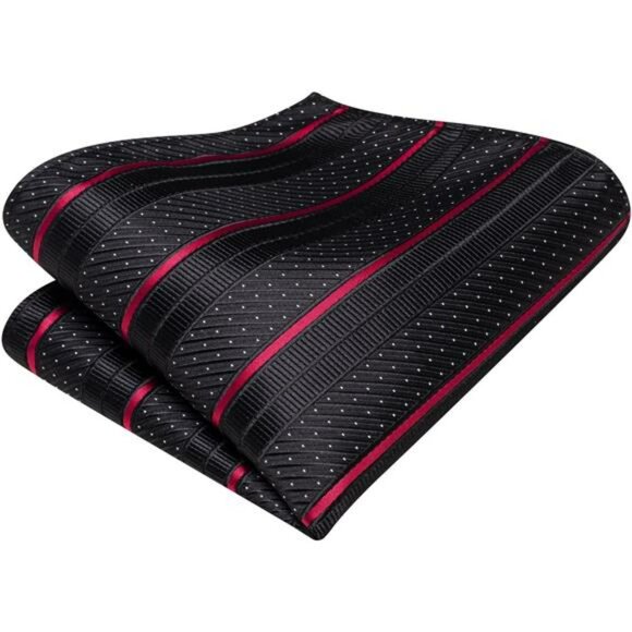 Mens paisley striped tie set with pocket square cufflinks formal wedding - Picture 6 of 7